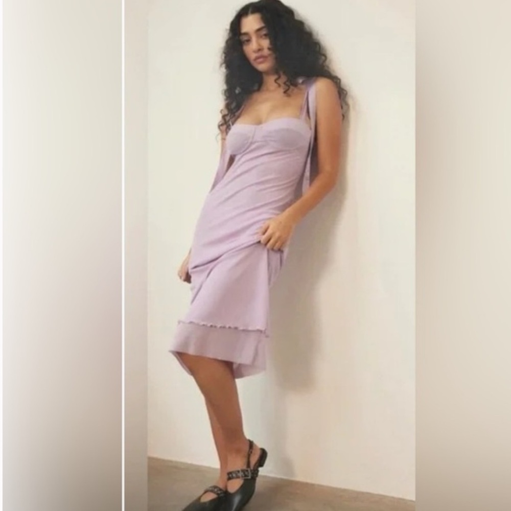 NWT Free People Girls Got Glam Slip Midi Dress Lilac Size Extra Large